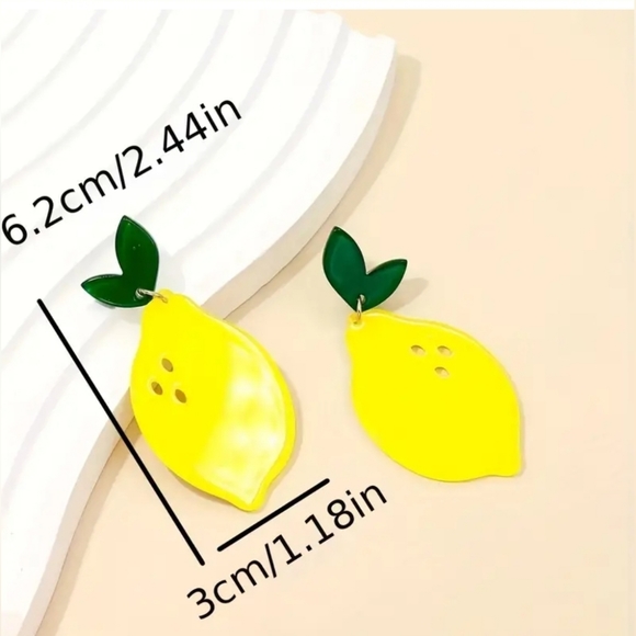 Lemon Acrylic Earrings - Picture 3 of 4